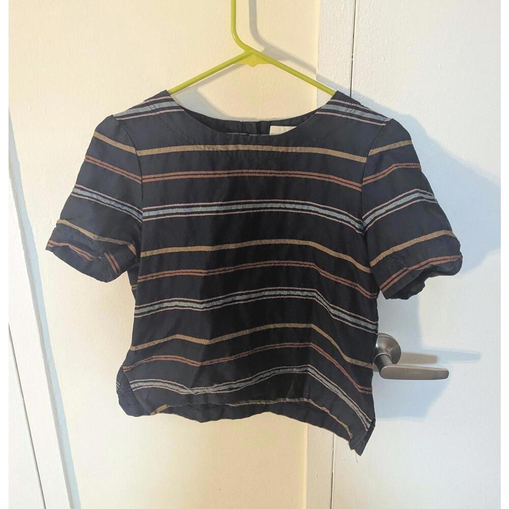 Steven Alan Dark Navy Blue striped short-sleeve top